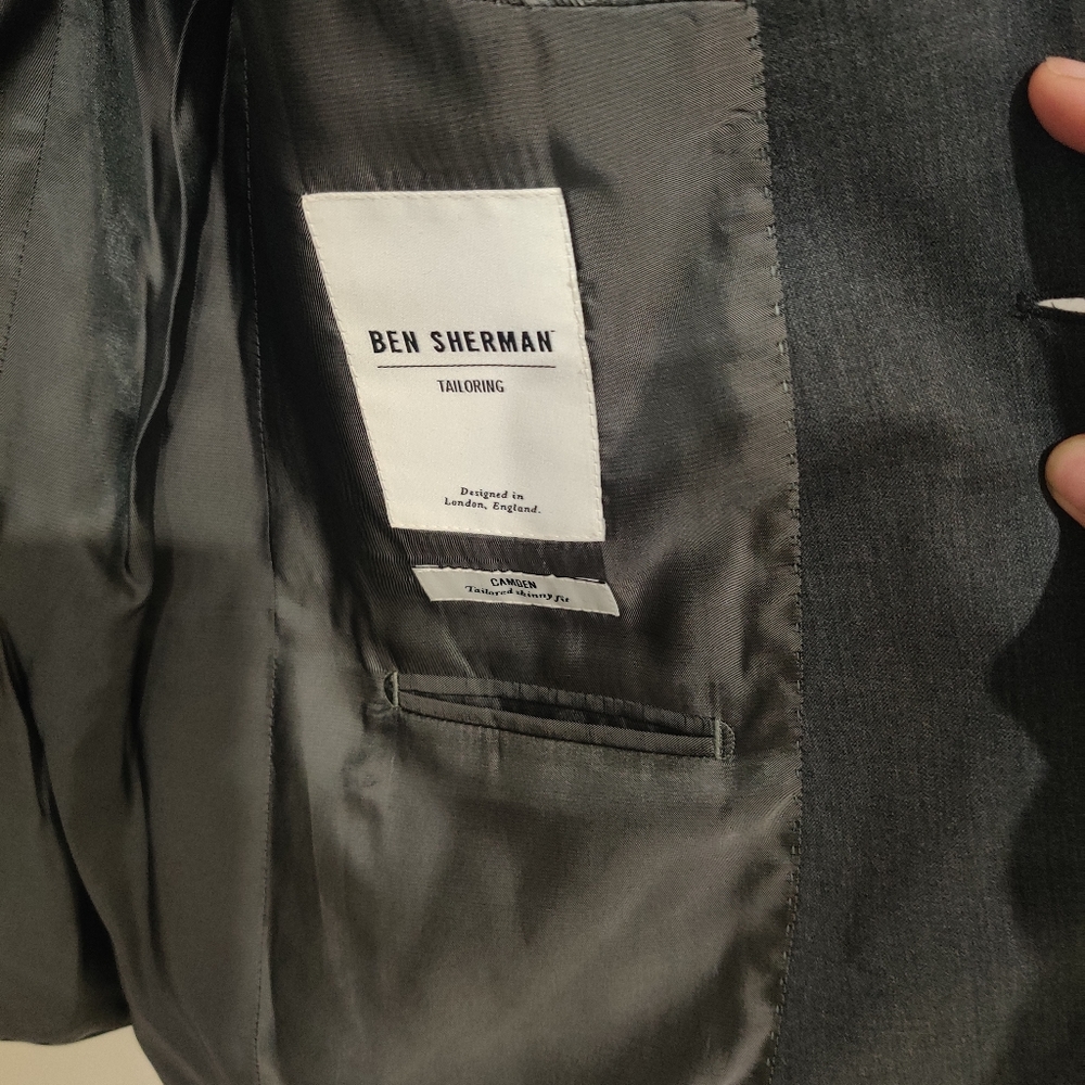 100% wool CHARCOAL GREY blazer BY BEN SHERMAN - Picture 5 of 6